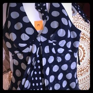 Navy blue with white polka dots, sz12